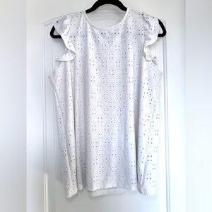 Torrid White Eyelet Soft Girl Summer Ruffle Sleeve top Plus size 0